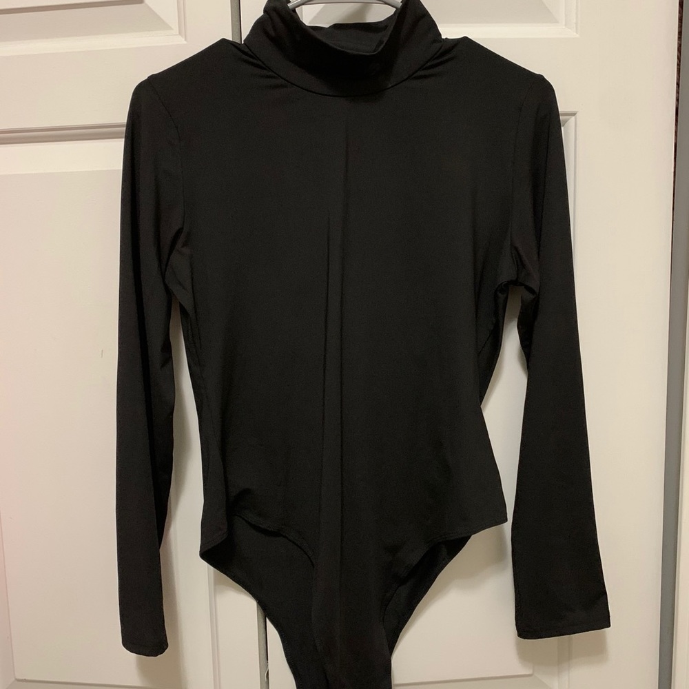 Black turtleneck body suit